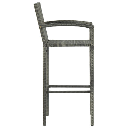 vidaXL 5-tlg. Garten-Bar-Set mit Armlehnen Poly Rattan Grau