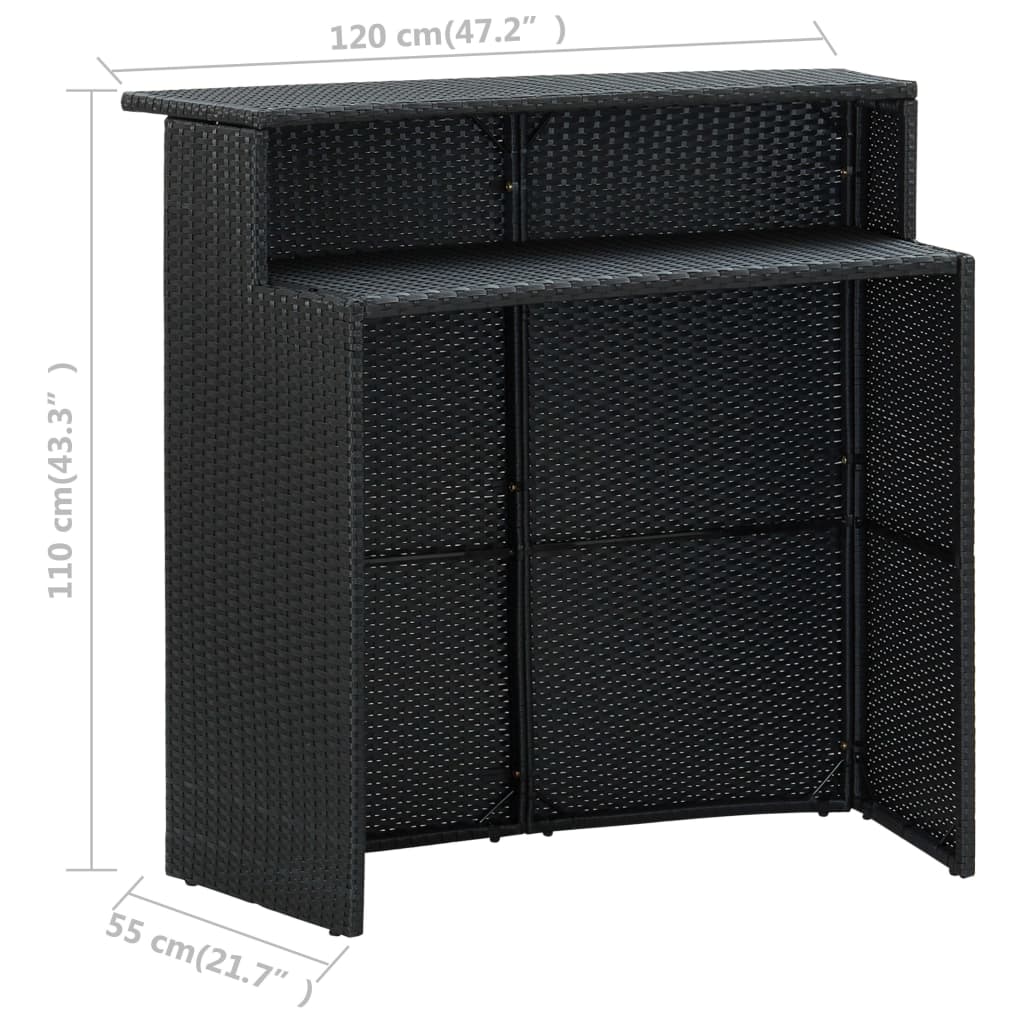 vidaXL 4-tlg. Gartenbar-Set mit Kissen Schwarz
