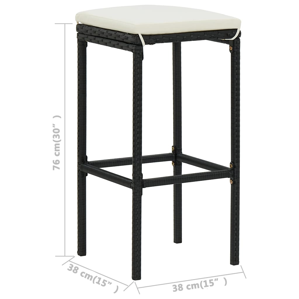 vidaXL 4-tlg. Gartenbar-Set mit Kissen Schwarz