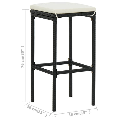 vidaXL 4-tlg. Gartenbar-Set mit Kissen Schwarz