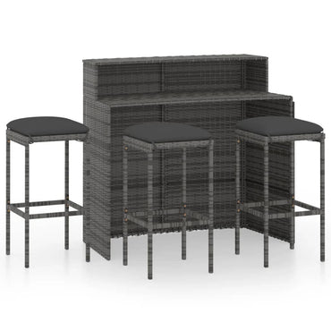 vidaXL Ensemble de bar de jardin 4 pcs avec coussins Gris