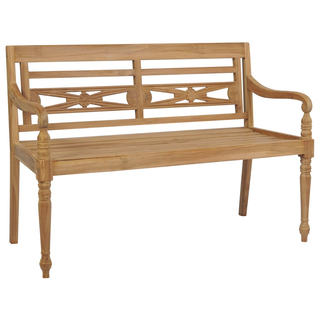 vidaXL Batavia-Gartenbank mit Blauem Kissen 120 cm Teak Massivholz