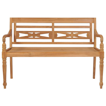 vidaXL Batavia-Gartenbank mit Blauem Kissen 120 cm Teak Massivholz