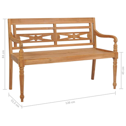 vidaXL Batavia-Gartenbank mit Blauem Kissen 120 cm Teak Massivholz