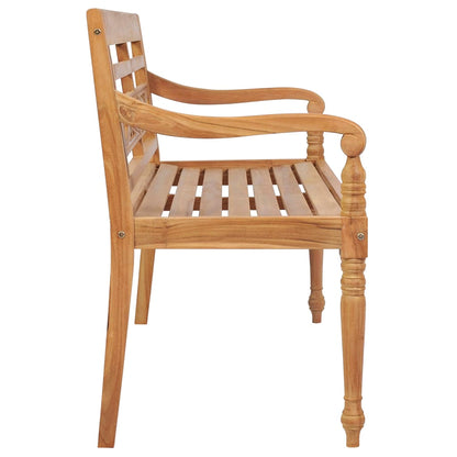 vidaXL Batavia-Gartenbank mit Blauem Kissen 120 cm Teak Massivholz