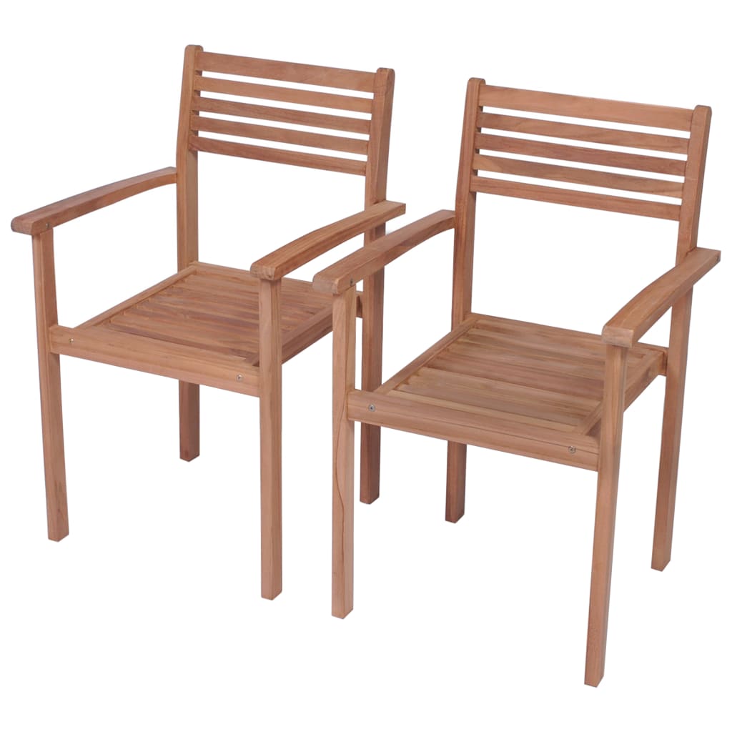 vidaXL Gartenstühle 2 Stk. mit Hellblauen Kissen Massivholz Teak