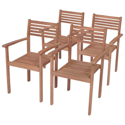 vidaXL Gartenstühle 4 Stk. mit Cremeweißen Kissen Massivholz Teak