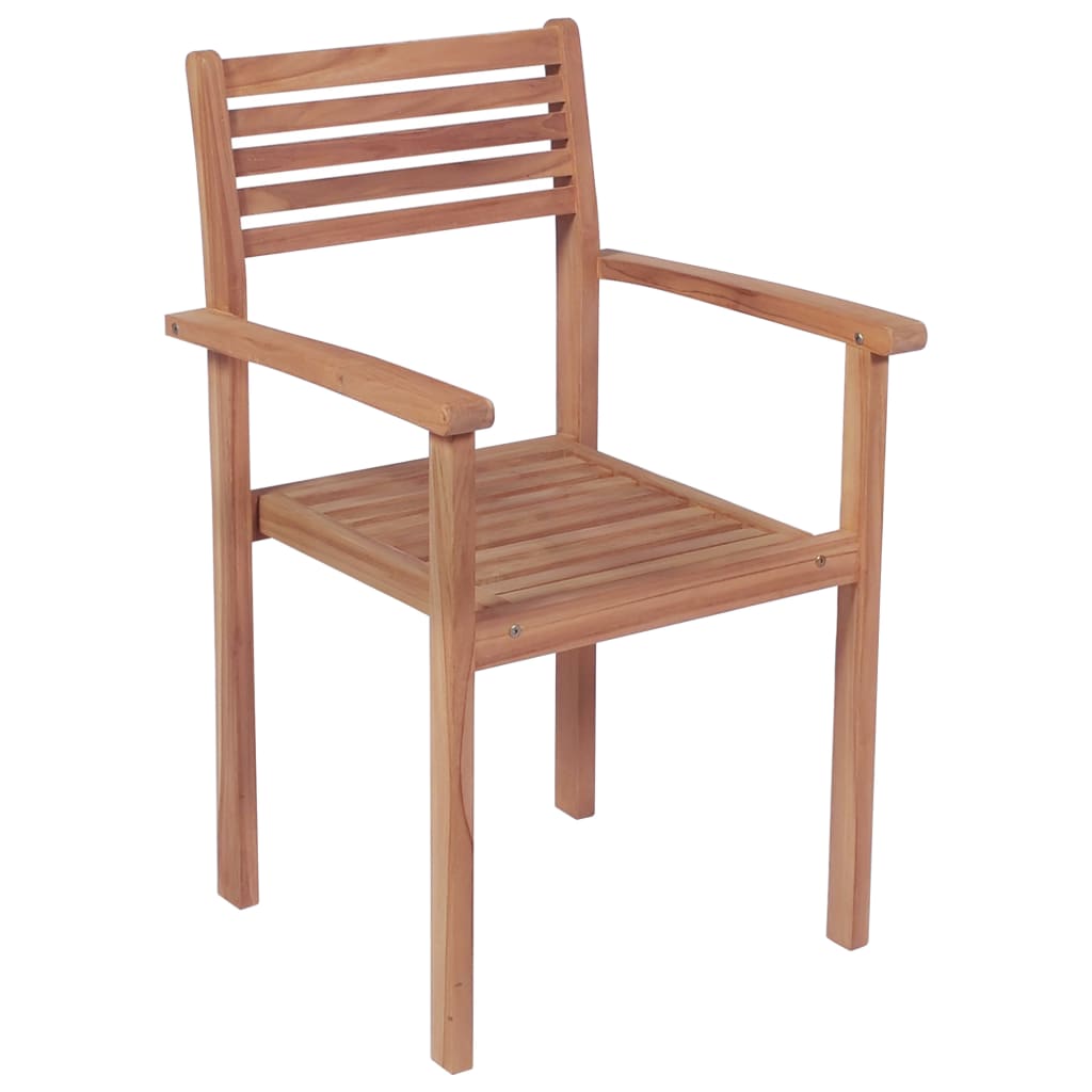 vidaXL Gartenstühle 4 Stk. mit Cremeweißen Kissen Massivholz Teak