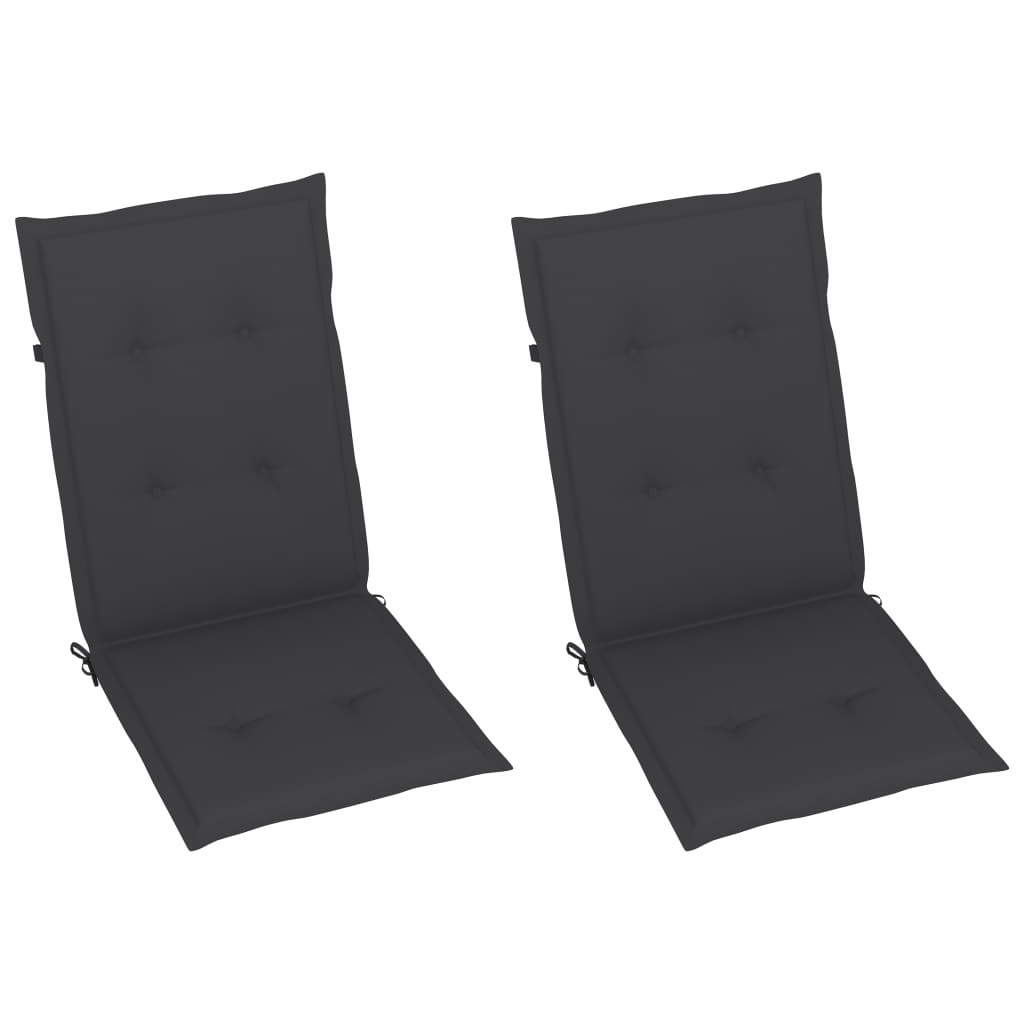 vidaXL Gartenstühle 2 Stk. mit Anthrazit Kissen Massivholz Teak