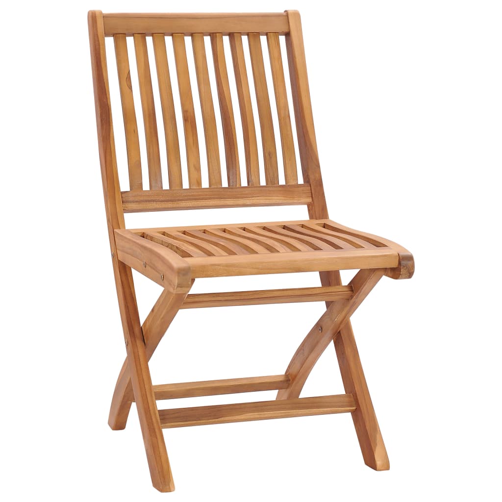 vidaXL Gartenstühle 2 Stk. Graue Karomuster-Kissen Massivholz Teak