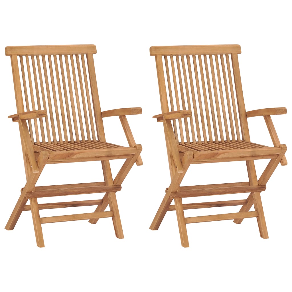 vidaXL Gartenstühle mit Roten Kissen 2 Stk. Massivholz Teak
