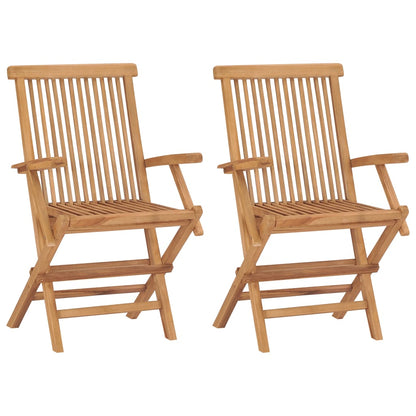 vidaXL Gartenstühle mit Roten Kissen 2 Stk. Massivholz Teak
