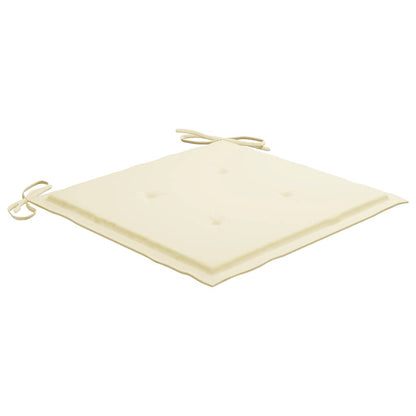 Gartenstühle mit Creme Kissen 3 Stk. Massivholz Teak