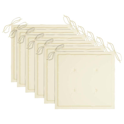 Gartenstühle mit Creme Kissen 6 Stk. Massivholz Teak