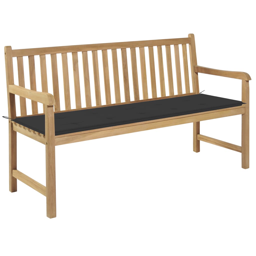 vidaXL Gartenbank mit Anthrazit Auflage 150 cm Massivholz Teak