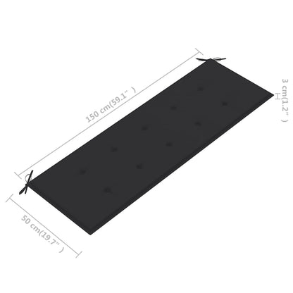 vidaXL Gartenbank mit Anthrazit Auflage 150 cm Massivholz Teak