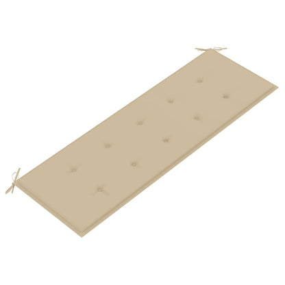 vidaXL Gartenbank mit Beige Auflage 150 cm Massivholz Teak