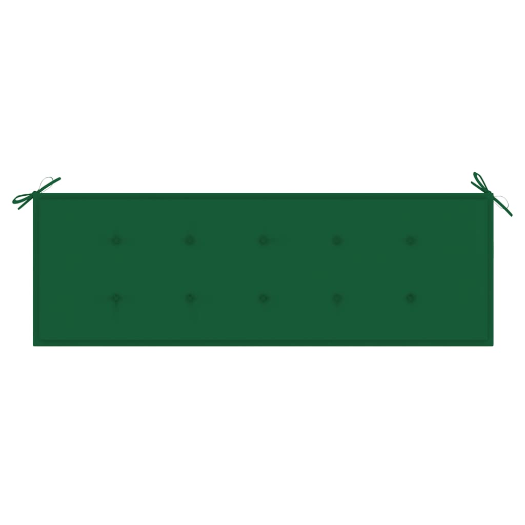 vidaXL Gartenbank mit Grüner Auflage 150 cm Massivholz Teak
