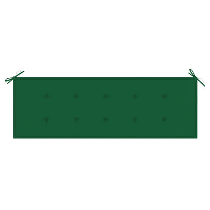 vidaXL Gartenbank mit Grüner Auflage 150 cm Massivholz Teak