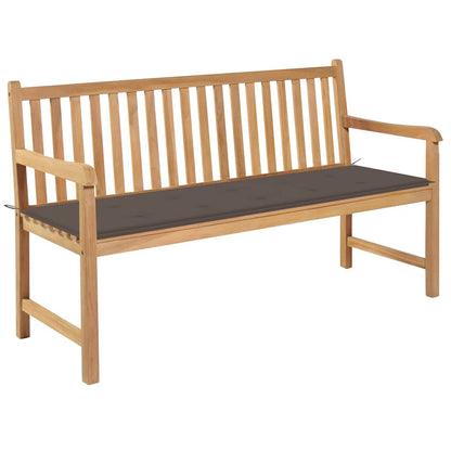 vidaXL Gartenbank mit Taupe Auflage 150 cm Massivholz Teak