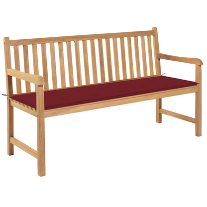 vidaXL Gartenbank mit Weinroter Auflage 150 cm Massivholz Teak