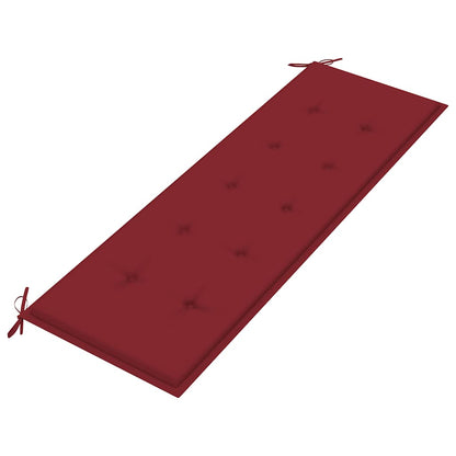 vidaXL Gartenbank mit Weinroter Auflage 150 cm Massivholz Teak