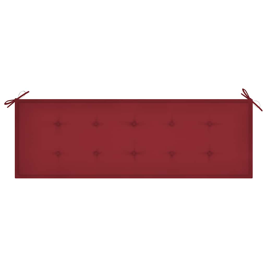 vidaXL Gartenbank mit Weinroter Auflage 150 cm Massivholz Teak