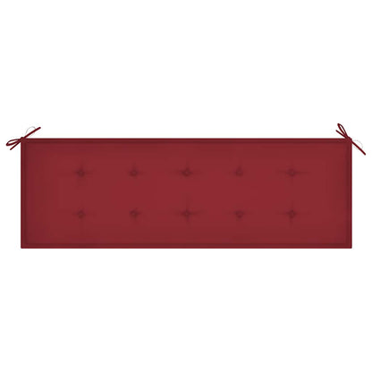 vidaXL Gartenbank mit Weinroter Auflage 150 cm Massivholz Teak
