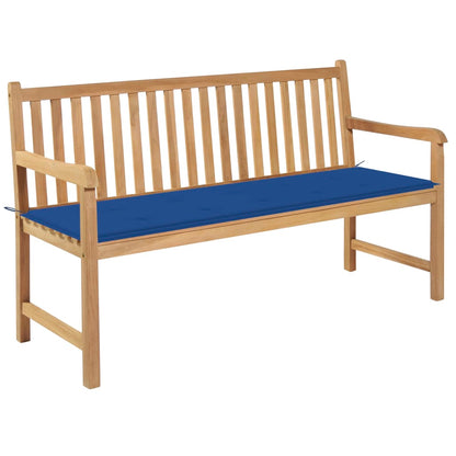 vidaXL Gartenbank mit Königsblauer Auflage 150 cm Massivholz Teak