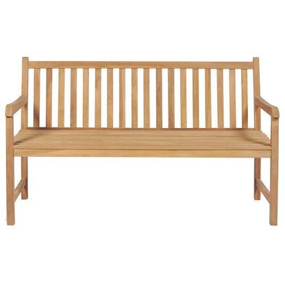 vidaXL Gartenbank Rote Karomuster-Auflage 150 cm Massivholz Teak