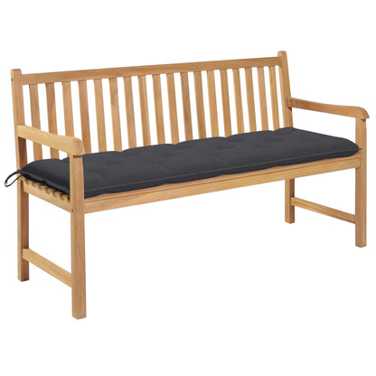 vidaXL Gartenbank mit Anthrazit Auflage 150 cm Massivholz Teak