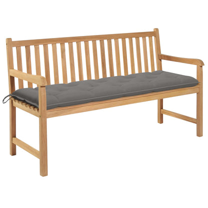 vidaXL Gartenbank mit Grauer Auflage 150 cm Massivholz Teak