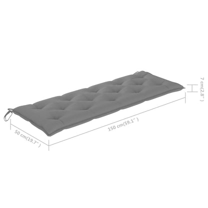 vidaXL Gartenbank mit Grauer Auflage 150 cm Massivholz Teak