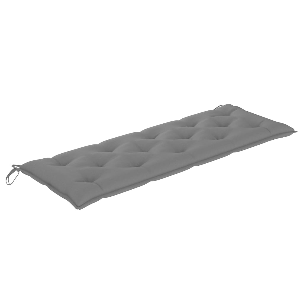 vidaXL Gartenbank mit Grauer Auflage 150 cm Massivholz Teak