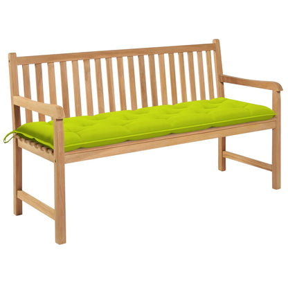 vidaXL Gartenbank mit Hellgrüner Auflage 150 cm Massivholz Teak
