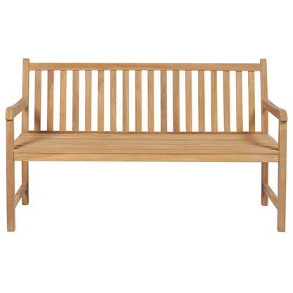 vidaXL Gartenbank mit Hellgrüner Auflage 150 cm Massivholz Teak