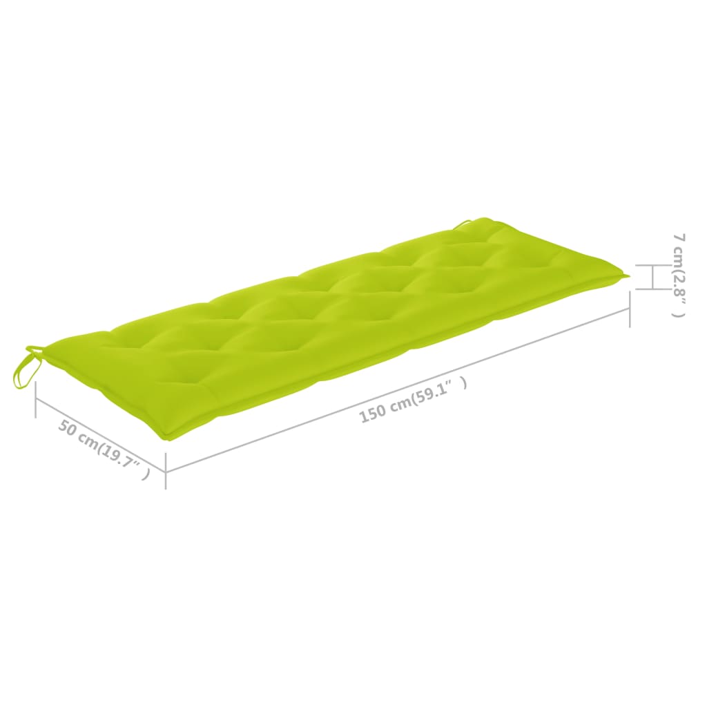 vidaXL Gartenbank mit Hellgrüner Auflage 150 cm Massivholz Teak