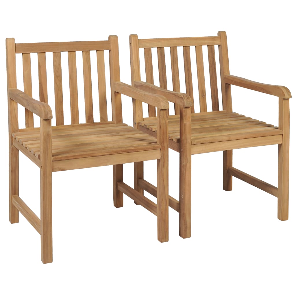 vidaXL Gartenstühle 2 Stk. mit Roten Kissen Massivholz Teak