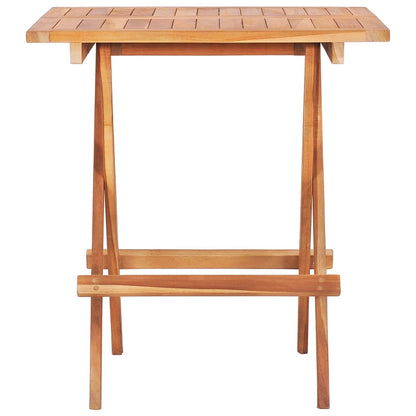 3-tlg. Bistro-Set mit Kissen Grau Karomuster Massivholz Teak