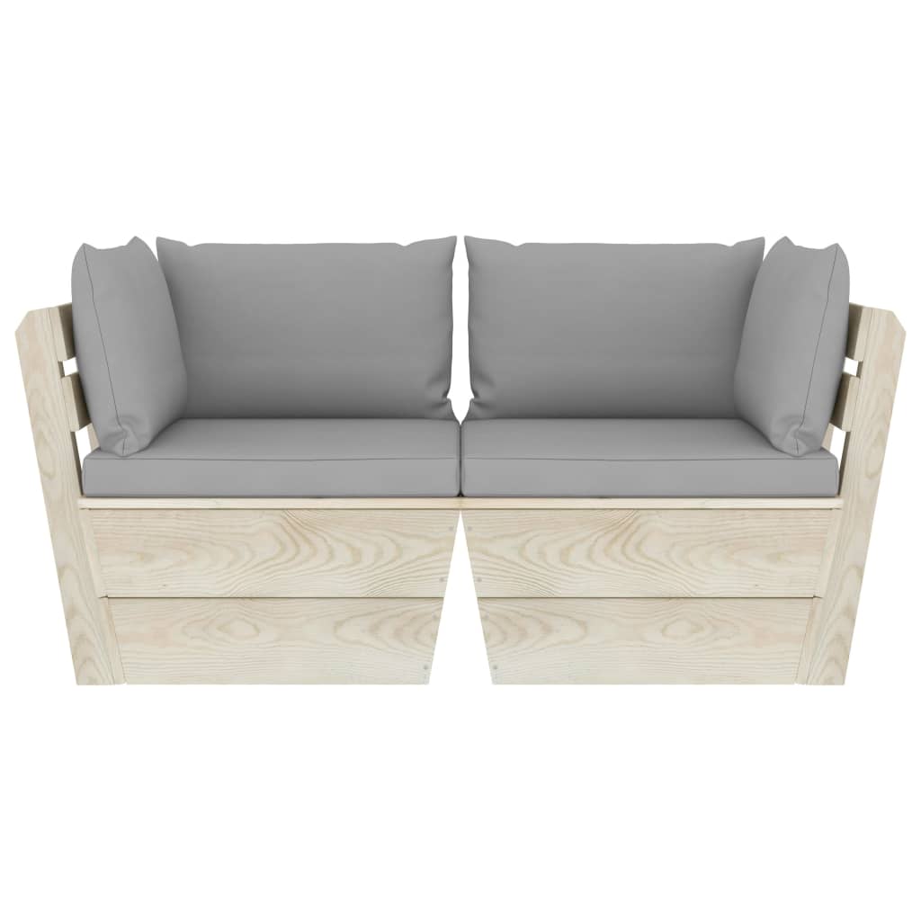 Garten-Palettensofa 2-Sitzer mit Kissen Fichtenholz