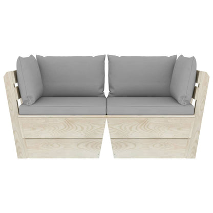 Garten-Palettensofa 2-Sitzer mit Kissen Fichtenholz