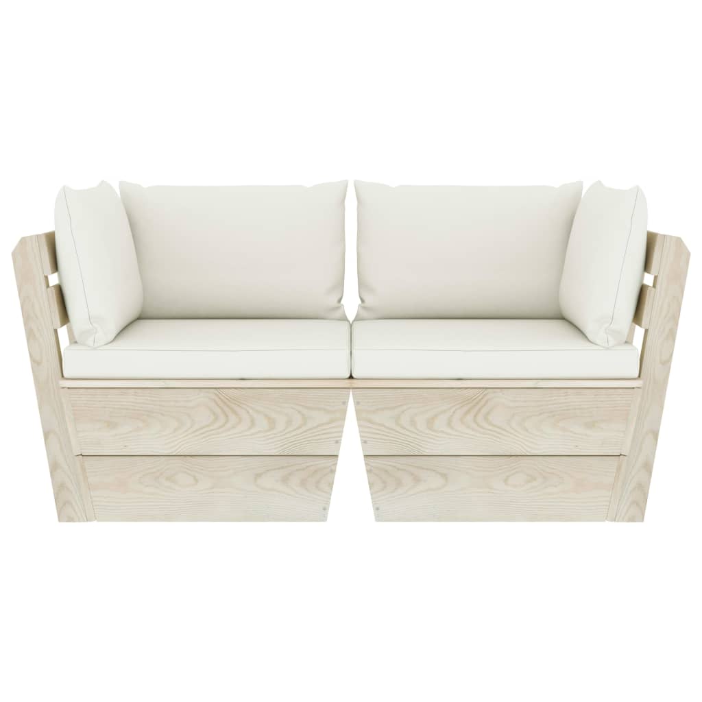 Garten-Palettensofa 2-Sitzer mit Kissen Fichtenholz