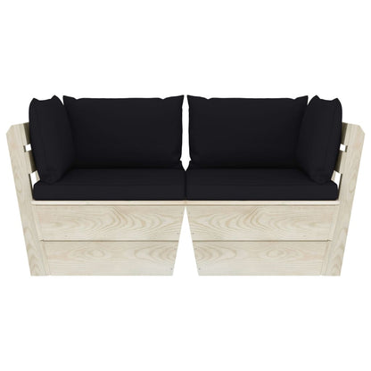 Garten-Palettensofa 2-Sitzer mit Kissen Fichtenholz