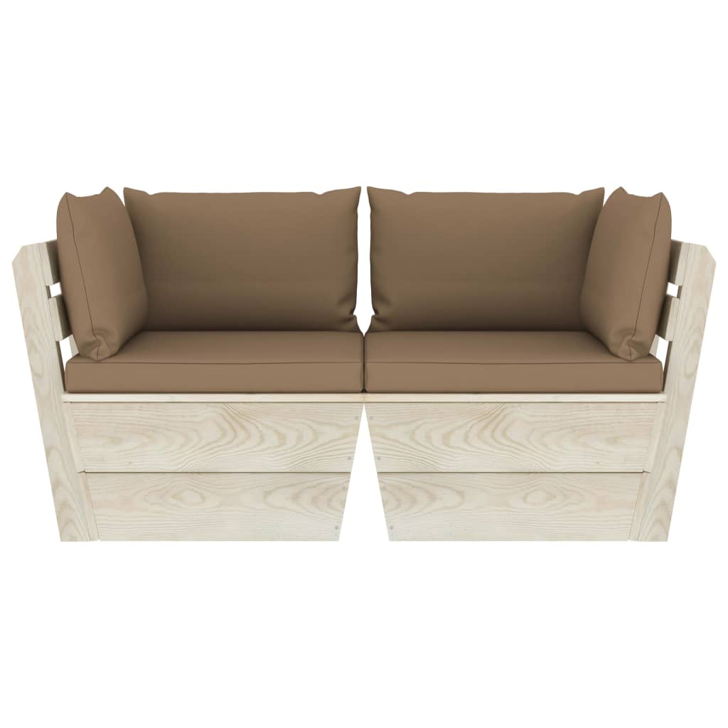 Garten-Palettensofa 2-Sitzer mit Kissen Fichtenholz