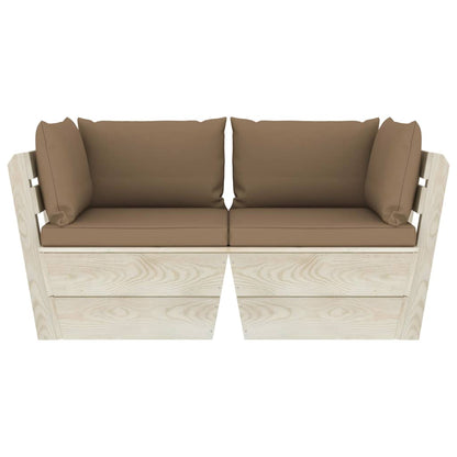 Garten-Palettensofa 2-Sitzer mit Kissen Fichtenholz