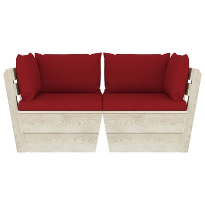 Garten-Palettensofa 2-Sitzer mit Kissen Fichtenholz