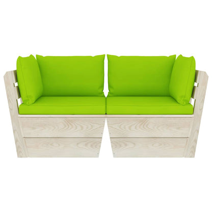 Garten-Palettensofa 2-Sitzer mit Kissen Fichtenholz