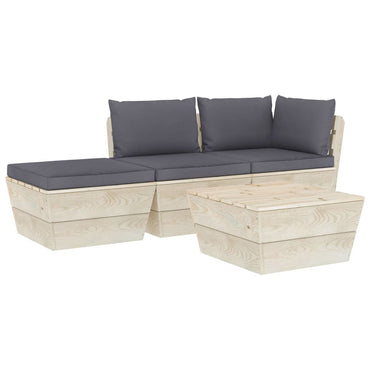 vidaXL Ensemble de canapés de jardin 4 pièces en palettes avec coussins Bois de sapin