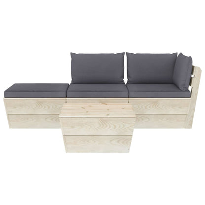 vidaXL Ensemble de canapés de jardin 4 pièces en palettes avec coussins Bois de sapin