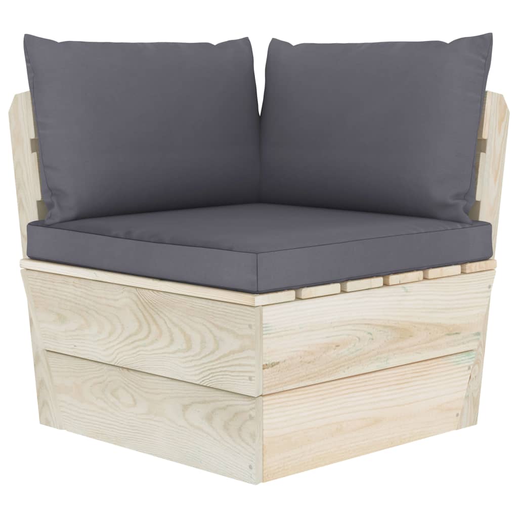 vidaXL Ensemble de canapés de jardin 4 pièces en palettes avec coussins Bois de sapin